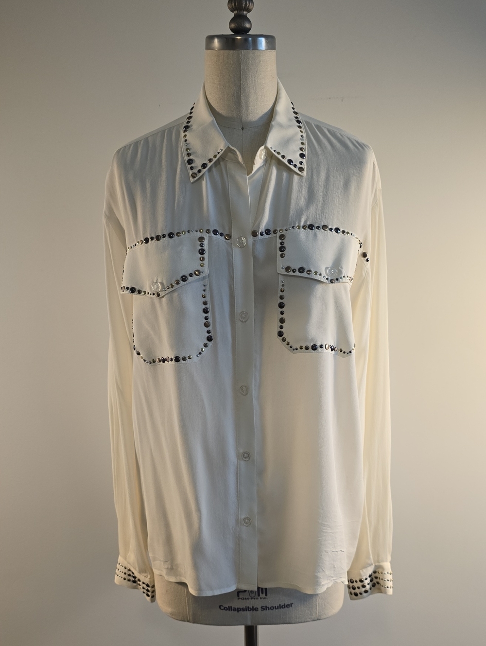 Pinko Ivory Stud-Trim Button Front Blouse
